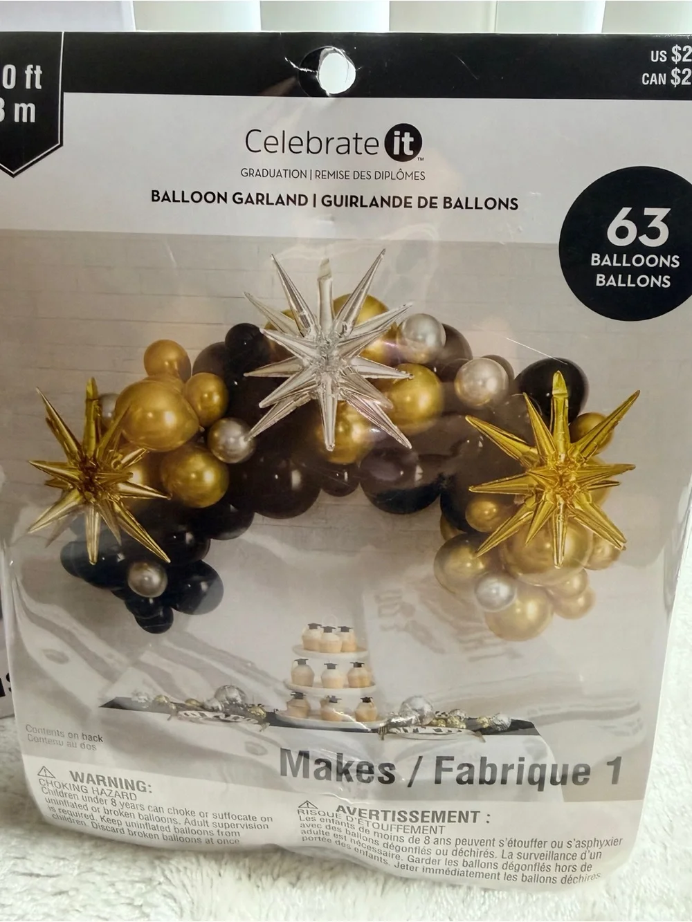 Celebrate It Black and Gold Graduation Party Tableware & Balloon Garland Set